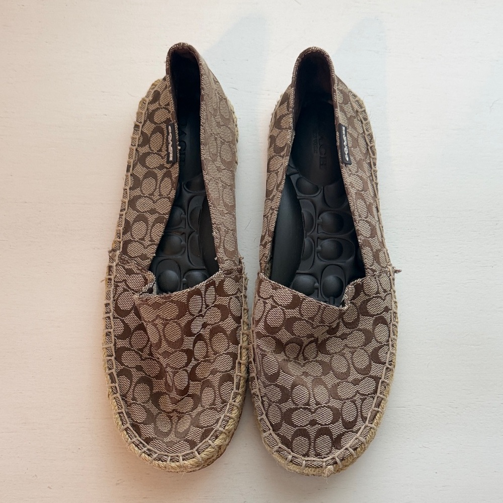 Coach Signature Canvas Espadrille Flats in Brown